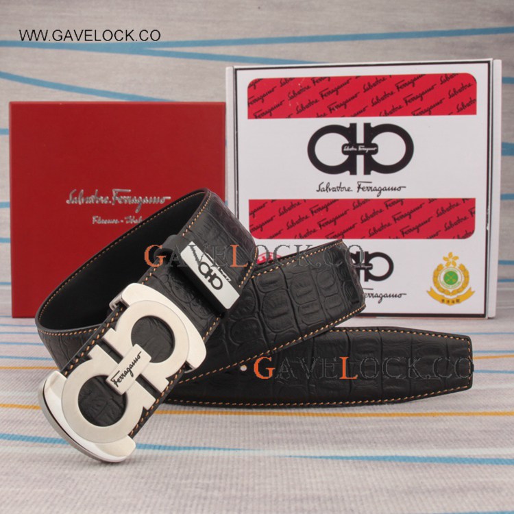 Bootleg Salvatore Ferragamo Calf Leather Belt Silver Buckle 38mm